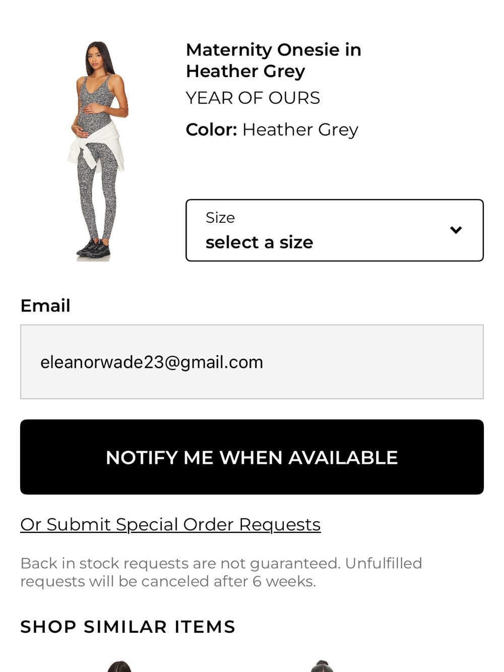 Year of Ours Heather Grey Maternity Onesie
